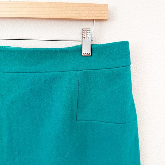 J. Crew | Wool Lined Kelly Green Short Pencil Straight Skirt Y2K Preppy | 12 - Picture 2 of 6